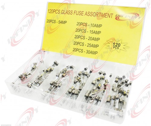 120 PC Quick Blow Glass Tube Fuse Assorted Car Blade Circuits Fuse 5amp - 30amp